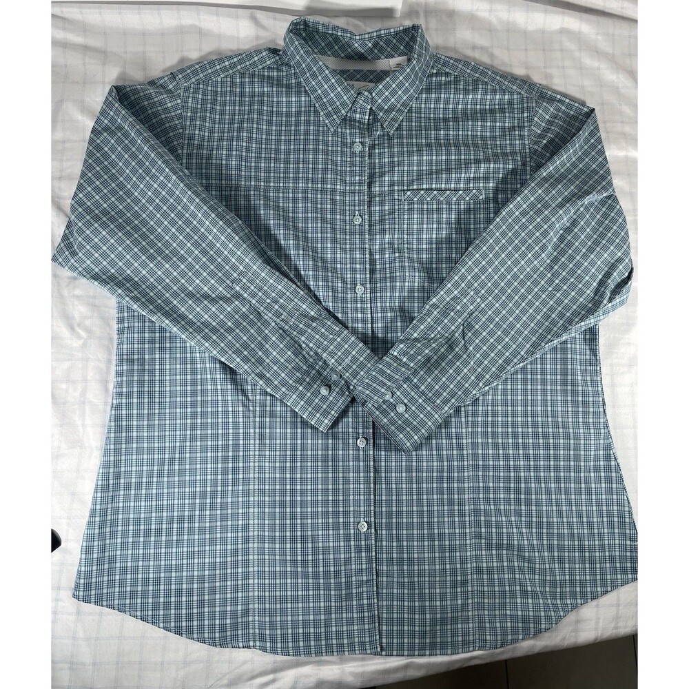 World Wide Sportsman Shirt XXL Blue Plaid Fishing Button Up Long Sleeve Mens